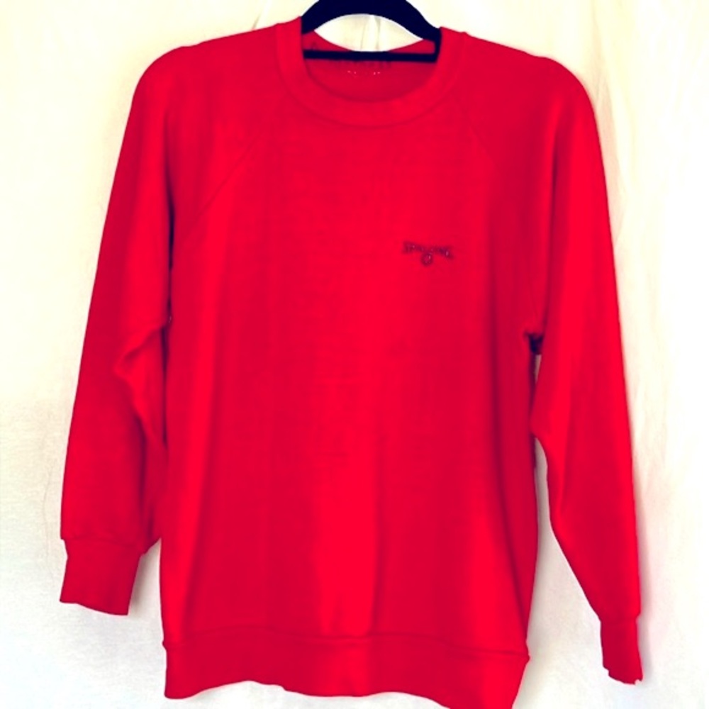 ⭐️ Spalding vintage red sweatshirt black letters says Spalding on chest M